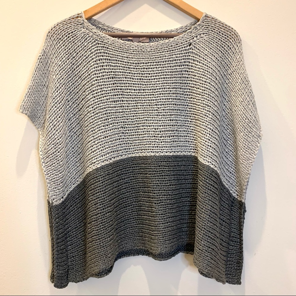 Philosophy Knit Pullover Crop Sweater Size M Rn# 93178 Two Tone Grey